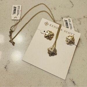 Kendra Scott Madison Gold Pendant Necklace and Matching Earrings